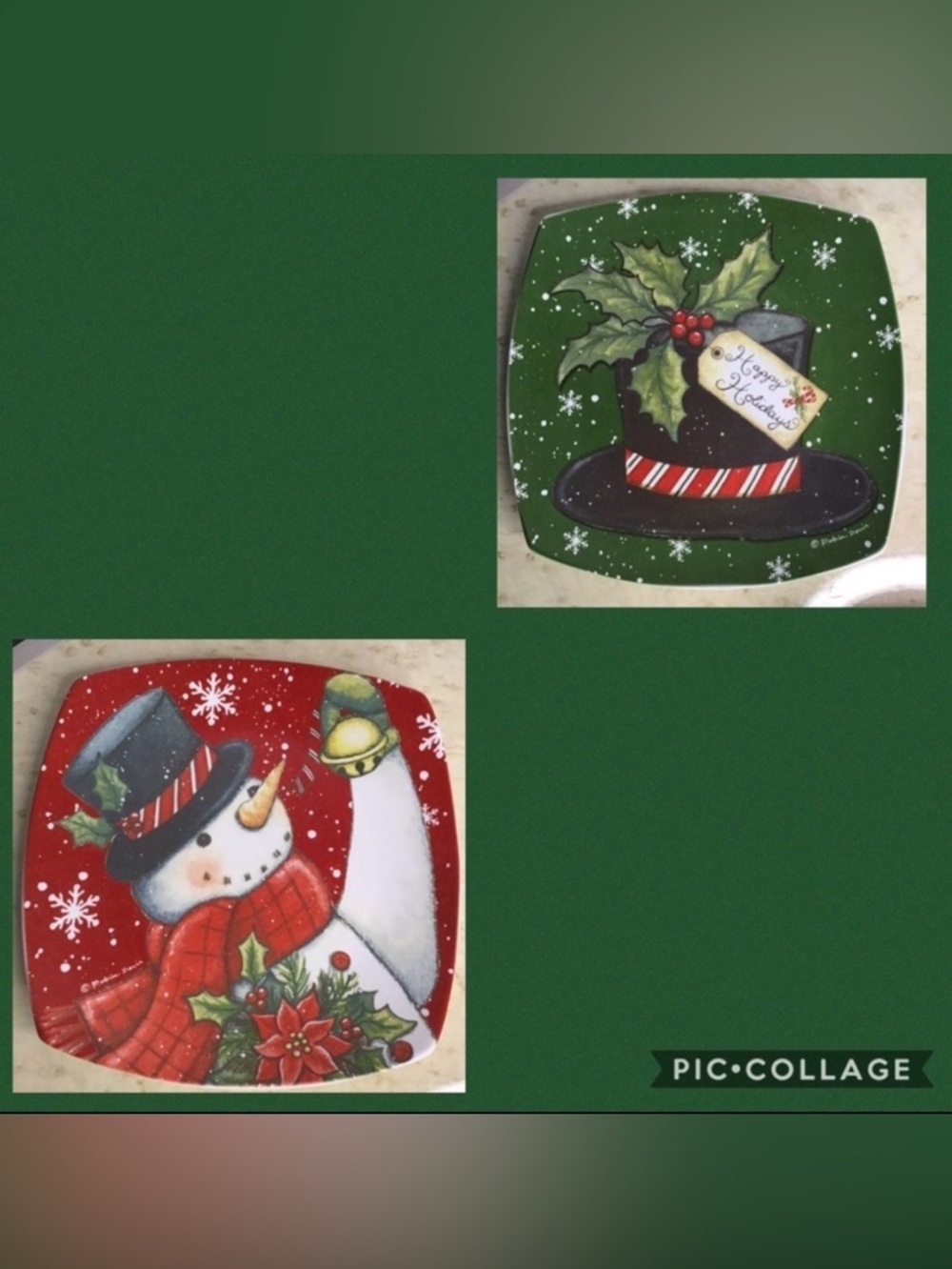 Cypress Home Christmas Snowman Plates Set of 2